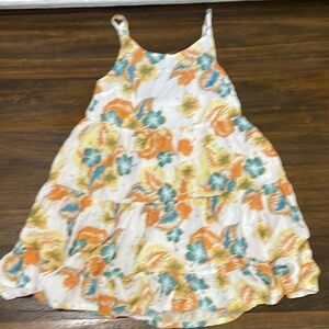 Roxy Orange and Blue Midi Dress Vibrant Floral Design